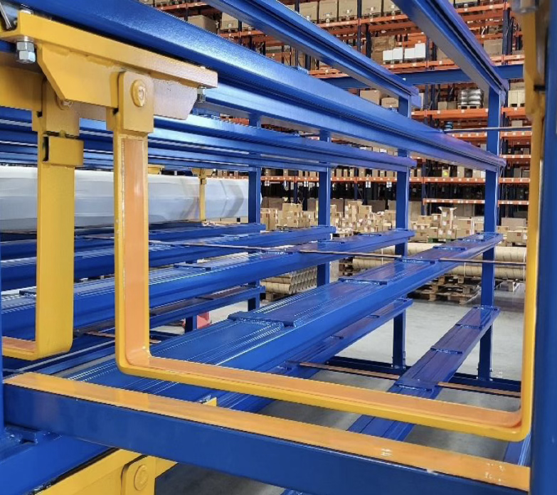 Sistema de almacenaje frontal equipado con Vulkollan